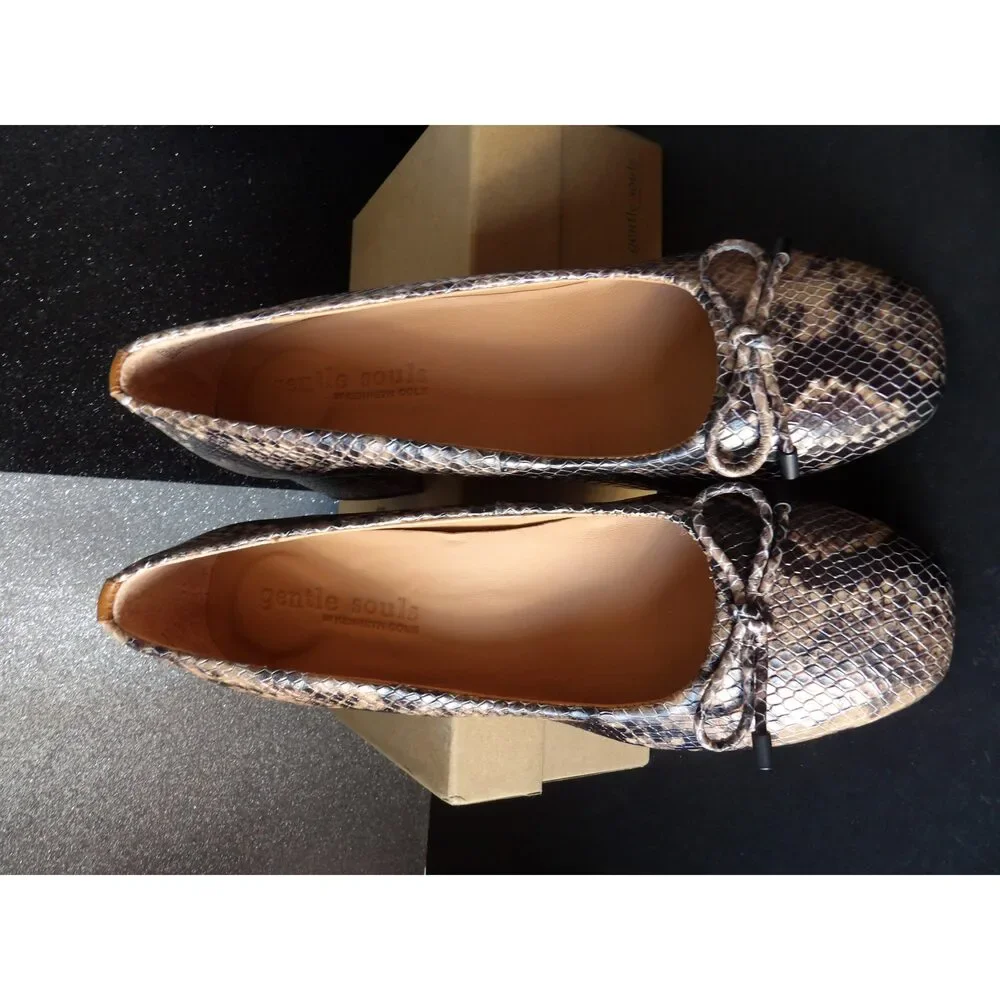 Gentle Souls Lancine Block Heel Pumps - Brown Snake Leather (Size US Women's 9.